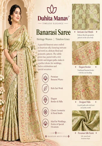 Classic Mint Green Banarasi Katan Silk Saree